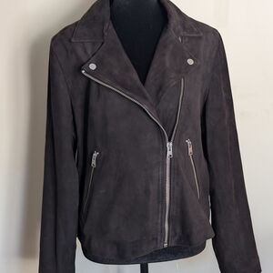NWOT Quince Women's  100% Suede Biker Jacket Size XL Charcoal Black Luxe!
